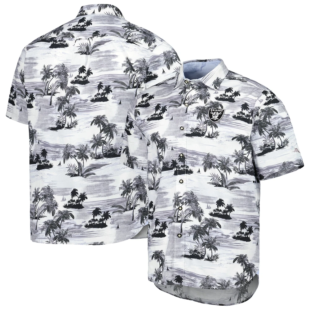 Men's Tommy Bahama White Las Vegas Raiders Sport Tropical Horizons Button-Up Shirt