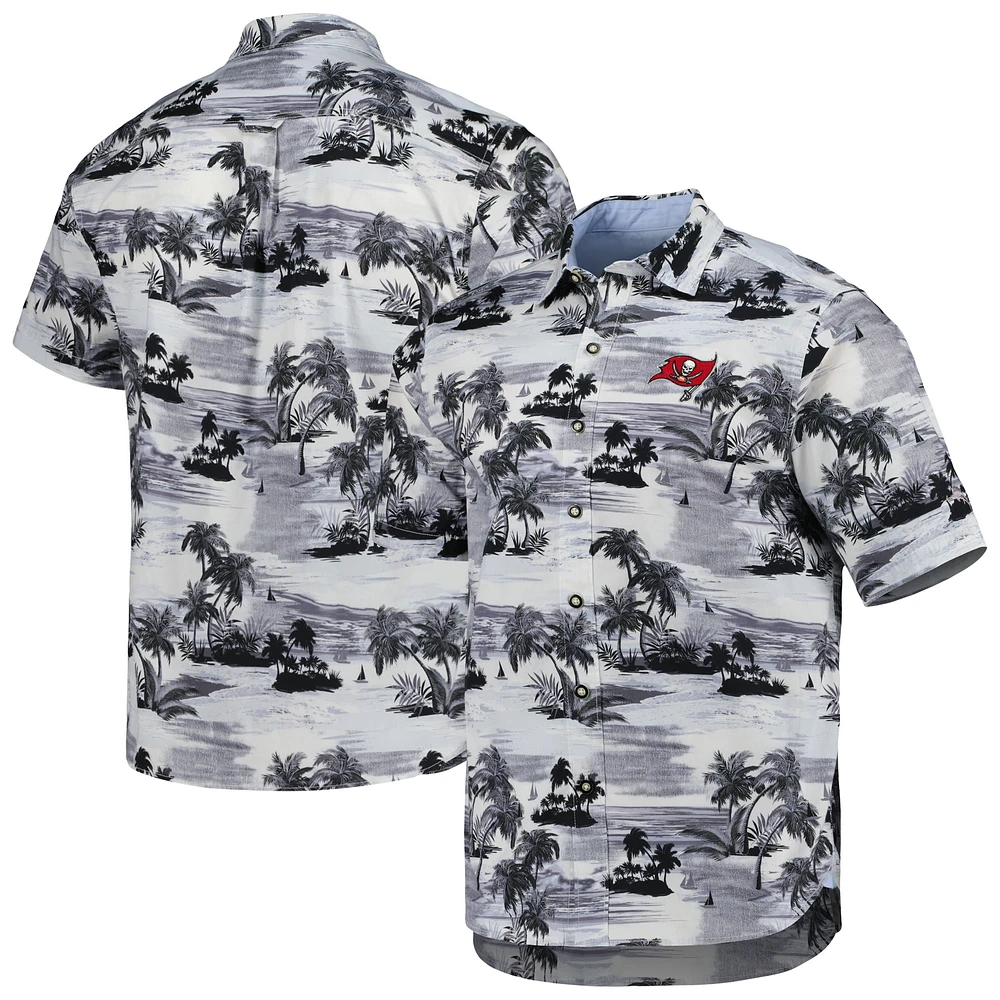 Men's Tommy Bahama Black Tampa Bay Buccaneers Sport Tropical Horizons Button-Up Shirt