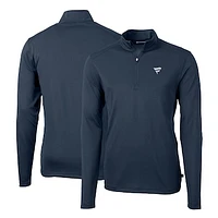 Men's Cutter & Buck Navy Fanatics Corporate Virtue Eco Pique Recycled Quarter-Zip Pullover Top