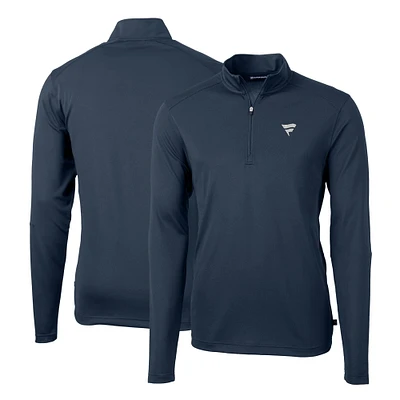 Men's Cutter & Buck Navy Fanatics Corporate Virtue Eco Pique Recycled Quarter-Zip Pullover Top