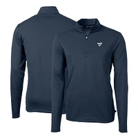 Men's Cutter & Buck Navy Fanatics Corporate Virtue Eco Pique Recycled Quarter-Zip Pullover Top
