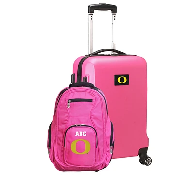 MOJO Pink Oregon Ducks Personalized Deluxe 2-Piece Backpack & Carry-On Set