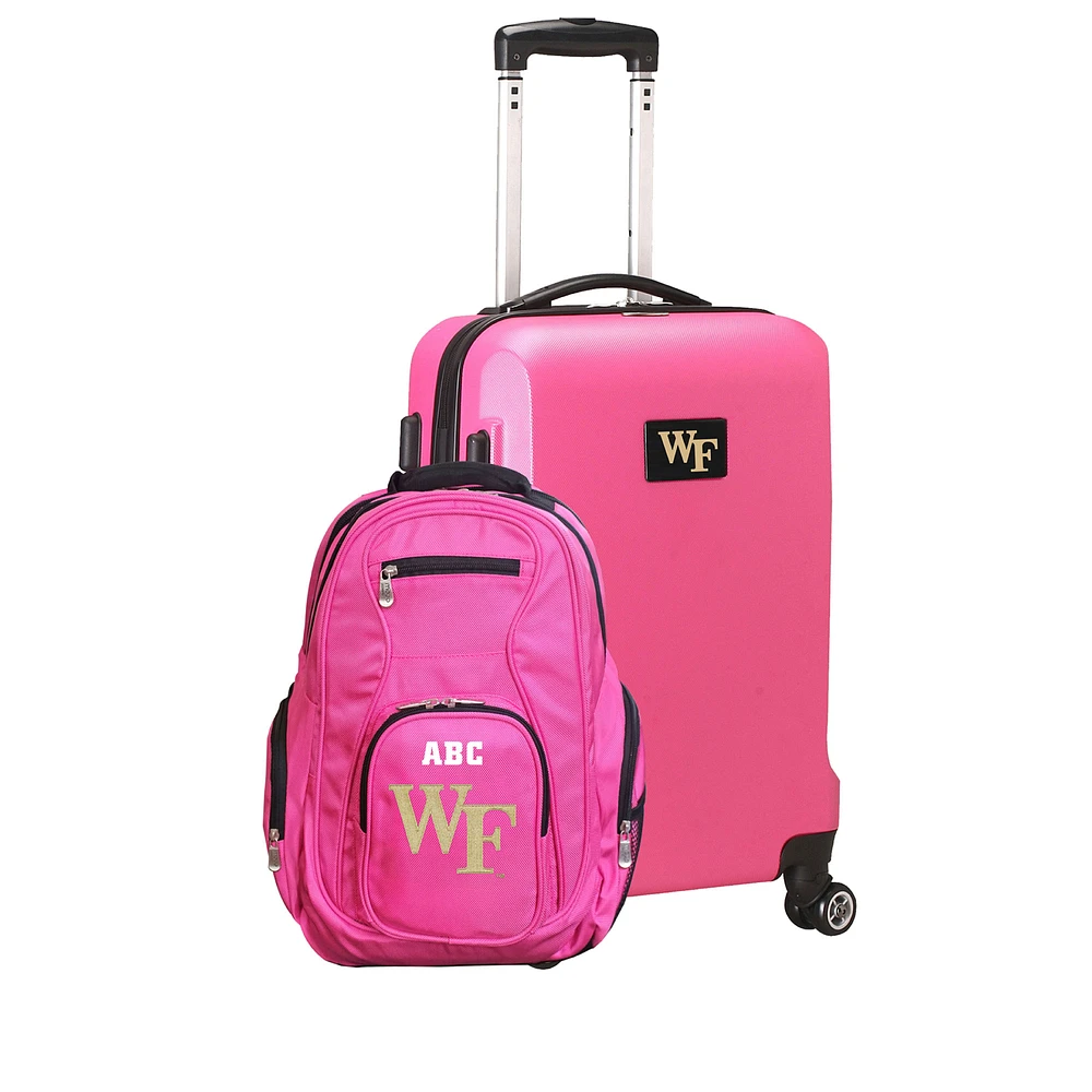 MOJO Pink Wake Forest Demon Deacons Personalized Deluxe 2-Piece Backpack & Carry-On Set