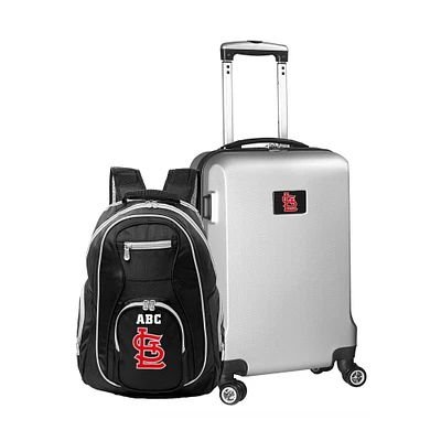 MOJO Silver St. Louis Cardinals Personalized Deluxe 2-Piece Backpack & Carry-On Set