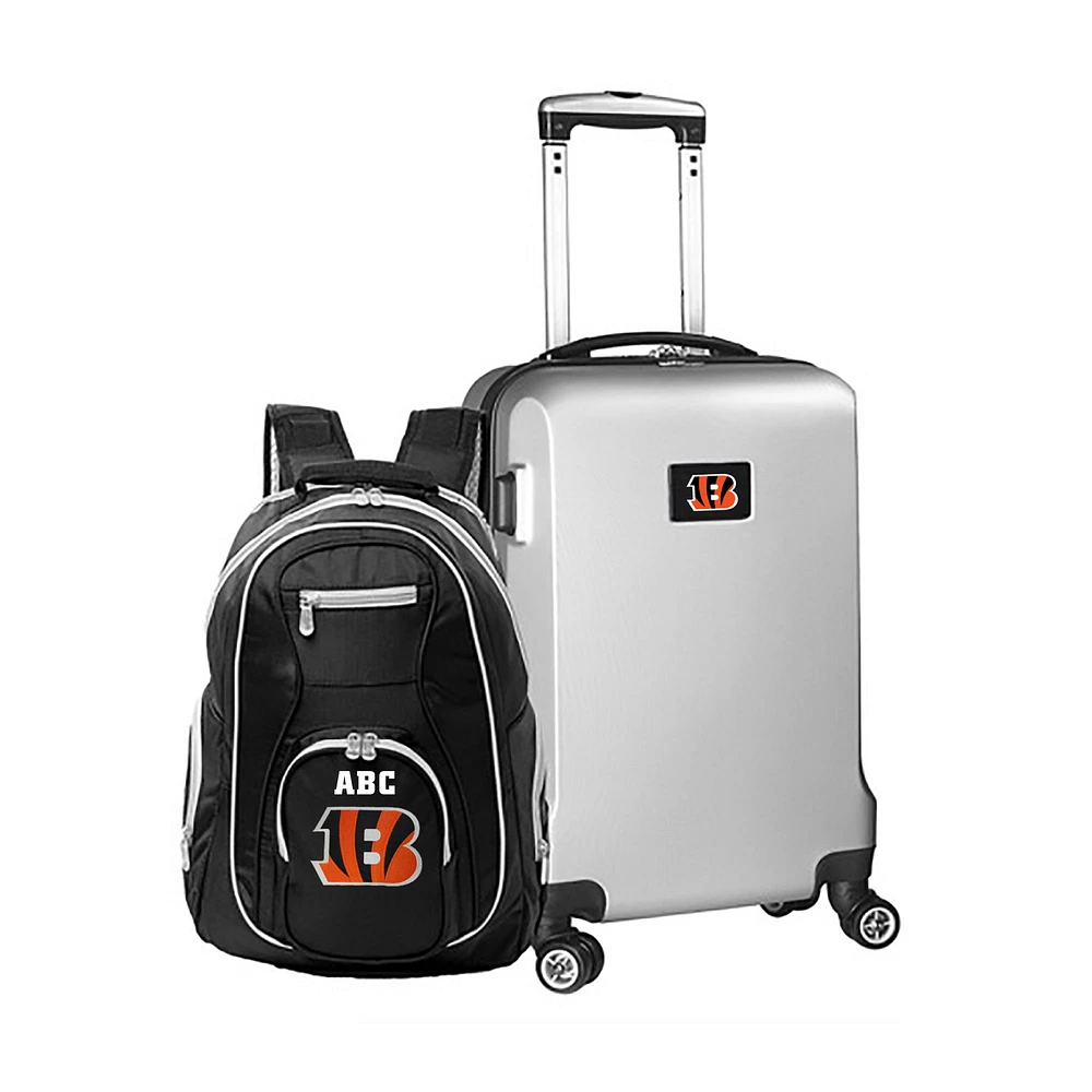 MOJO Silver Cincinnati Bengals Personalized Deluxe 2-Piece Backpack & Carry-On Set