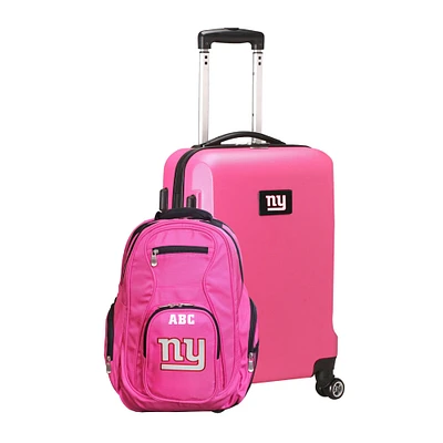 MOJO Pink New York Giants Personalized Deluxe 2-Piece Backpack & Carry-On Set