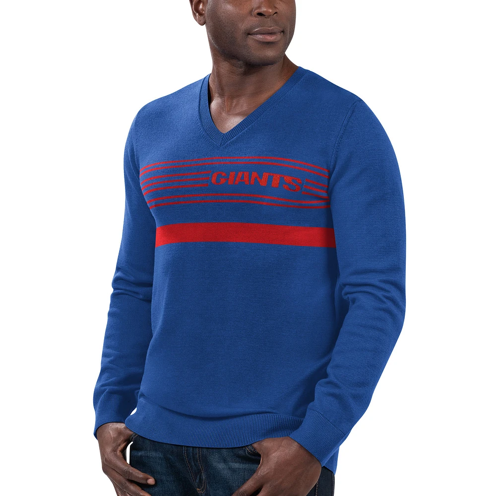 Men's Starter Royal New York Giants Legacy Collection V-Neck Pullover Sweater