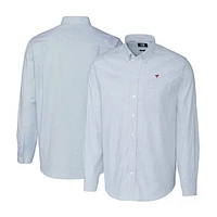 Men's Cutter & Buck Light Blue Fanatics Corporate Oxford Stretch Stripe Long Sleeve Button-Down Shirt