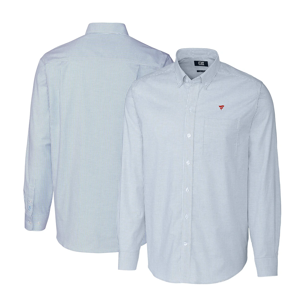 Men's Cutter & Buck Light Blue Fanatics Corporate Oxford Stretch Stripe Long Sleeve Button-Down Shirt