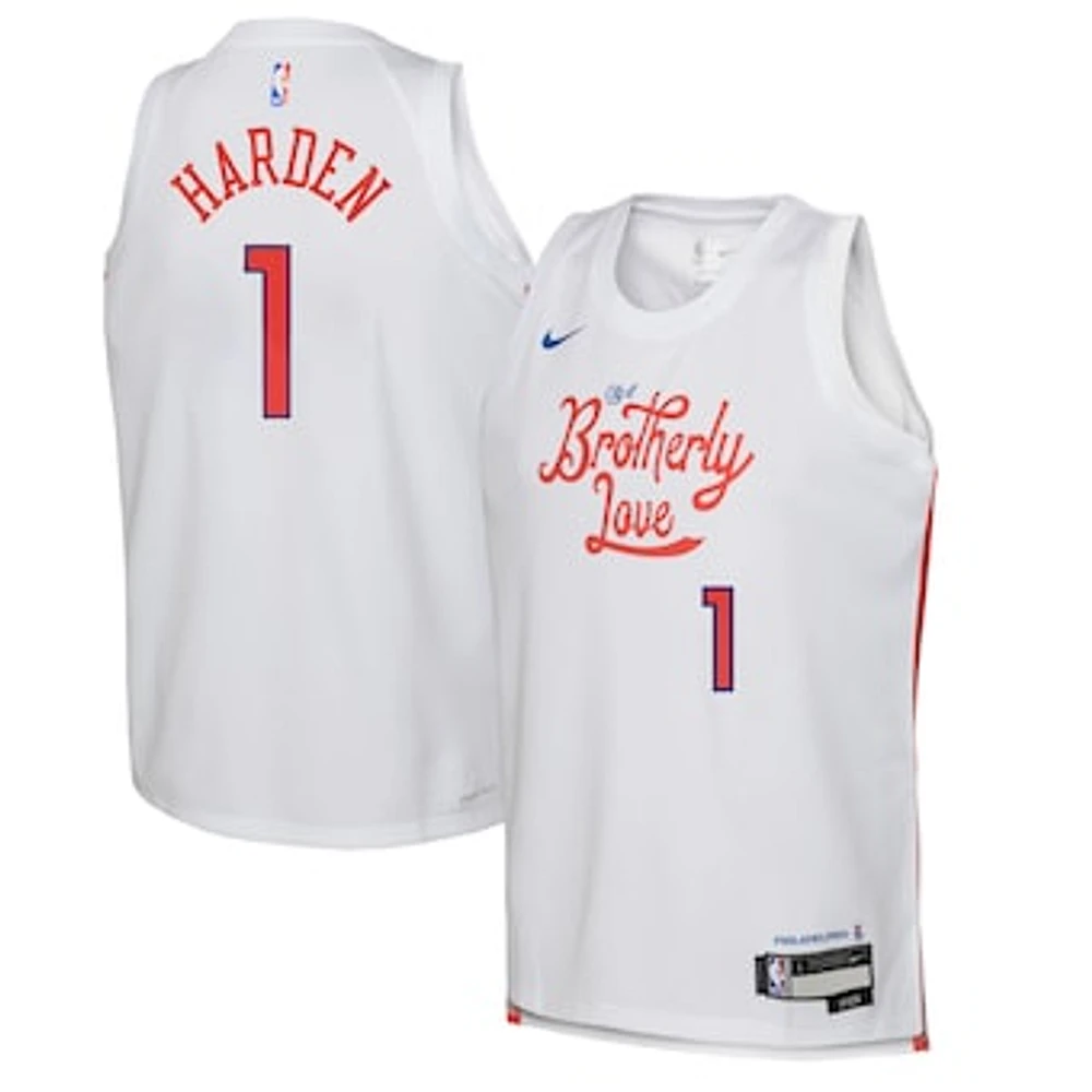 Youth Nike James Harden White Philadelphia 76ers 2022/23 Swingman Jersey - City Edition