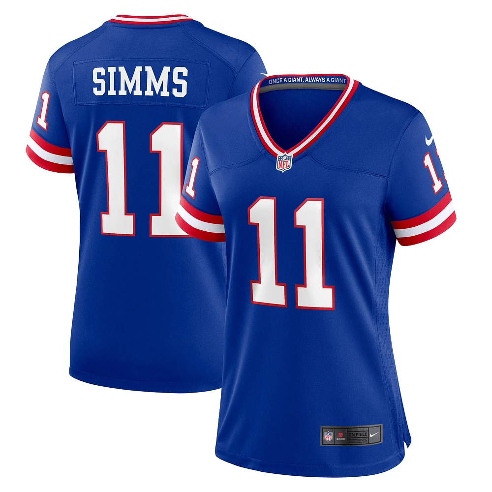 Women's Nike Phil Simms Royal New York Giants Classic Retired Player Game Jersey