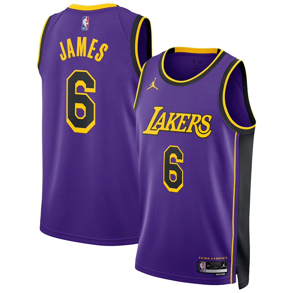 Men's Jordan Brand LeBron James Purple Los Angeles Lakers Swingman Replica Jersey - Statement Edition