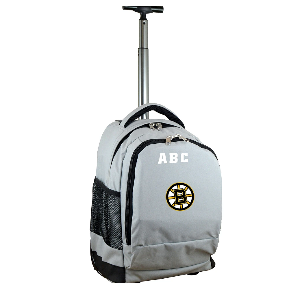 MOJO Gray Boston Bruins 19'' Personalized Premium Wheeled Backpack