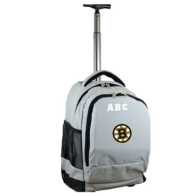 MOJO Gray Boston Bruins 19'' Personalized Premium Wheeled Backpack