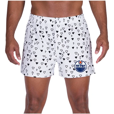 Men's Concepts Sport White Edmonton Oilers Epiphany All Over Print Knit Boxers