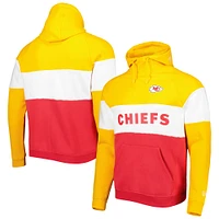 Men's New Era Red/Gold Kansas City Chiefs Colorblock Current Pullover Hoodie