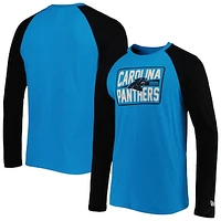 Men's New Era Blue Carolina Panthers Current Raglan Long Sleeve T-Shirt