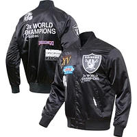 Men's Pro Standard Black Las Vegas Raiders Championship Satin Full-Snap Varsity Jacket