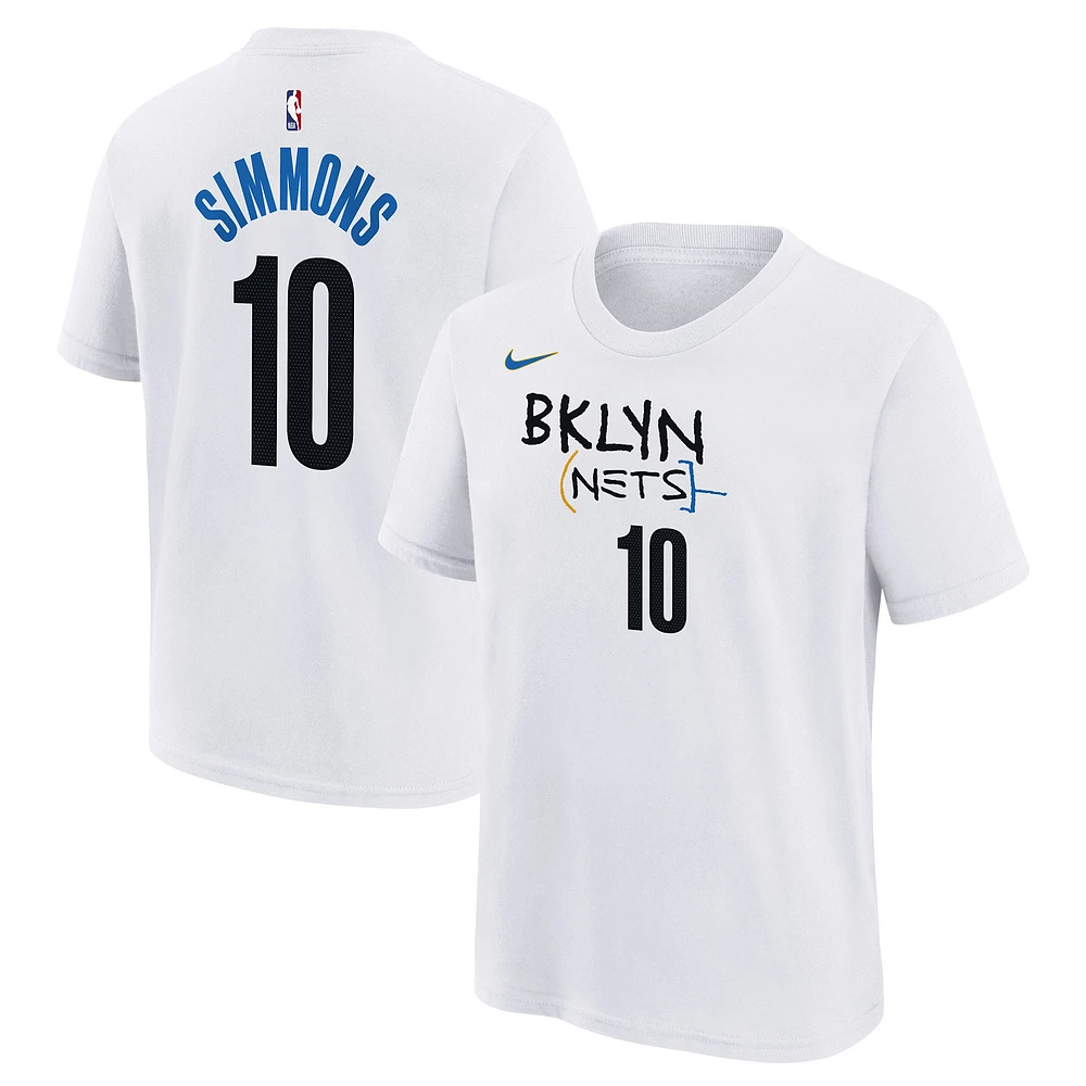 Youth Nike Ben Simmons White Brooklyn Nets 2022/23 City Edition Name & Number T-Shirt