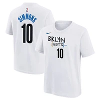 Youth Nike Ben Simmons White Brooklyn Nets 2022/23 City Edition Name & Number T-Shirt