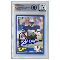Michael Irvin Dallas Cowboys Autographed 1989 Score #18 Beckett Fanatics Witnessed Authenticated 10 Rookie Card
