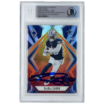 CeeDee Lamb Dallas Cowboys Autographed 2020 Panini Phoenix #106 Beckett Fanatics Witnessed Authenticated Rookie Card