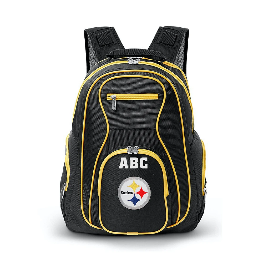 MOJO Black Pittsburgh Steelers Personalized Premium Color Trim Backpack