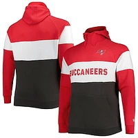 Men's New Era Red/Pewter Tampa Bay Buccaneers Big & Tall Current Team Colorblock Fleece Raglan Pullover Hoodie