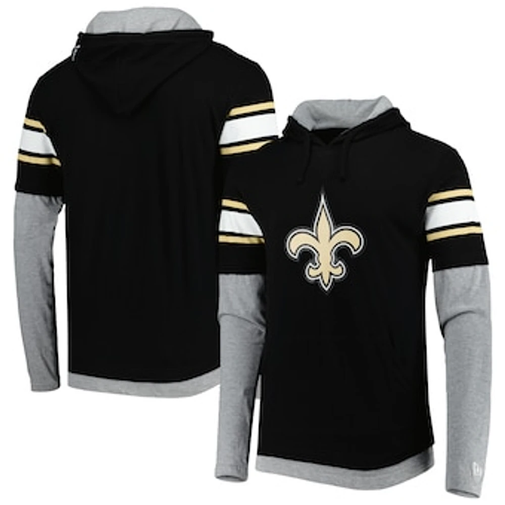 Men's New Era Black Orleans Saints Long Sleeve Hoodie T-Shirt