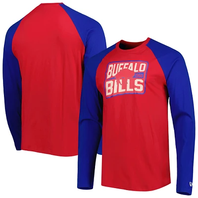 Men's New Era Red Buffalo Bills Throwback Raglan Long Sleeve T-Shirt