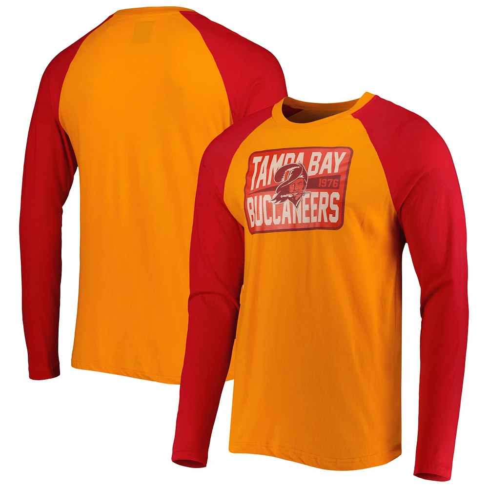 Men's New Era Orange Tampa Bay Buccaneers Throwback Raglan Long Sleeve T-Shirt