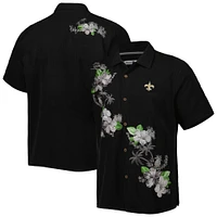 Men's Tommy Bahama Black New Orleans Saints Sport Azule Oasis Camp Button-Up Shirt