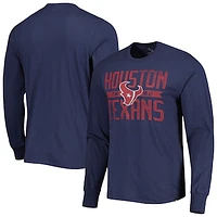 Men's '47 Navy Houston Texans Brand Wide Out Franklin Long Sleeve T-Shirt