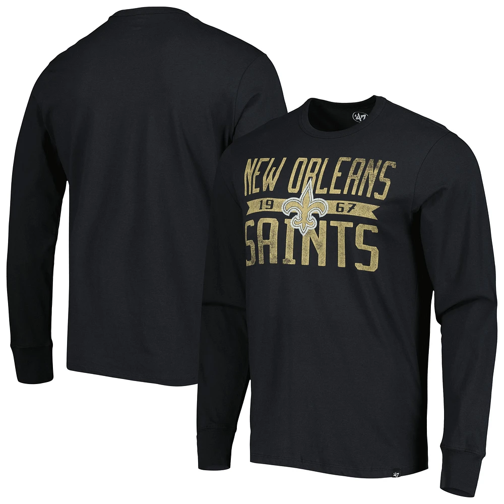 Men's '47 Black New Orleans Saints Brand Wide Out Franklin Long Sleeve T-Shirt