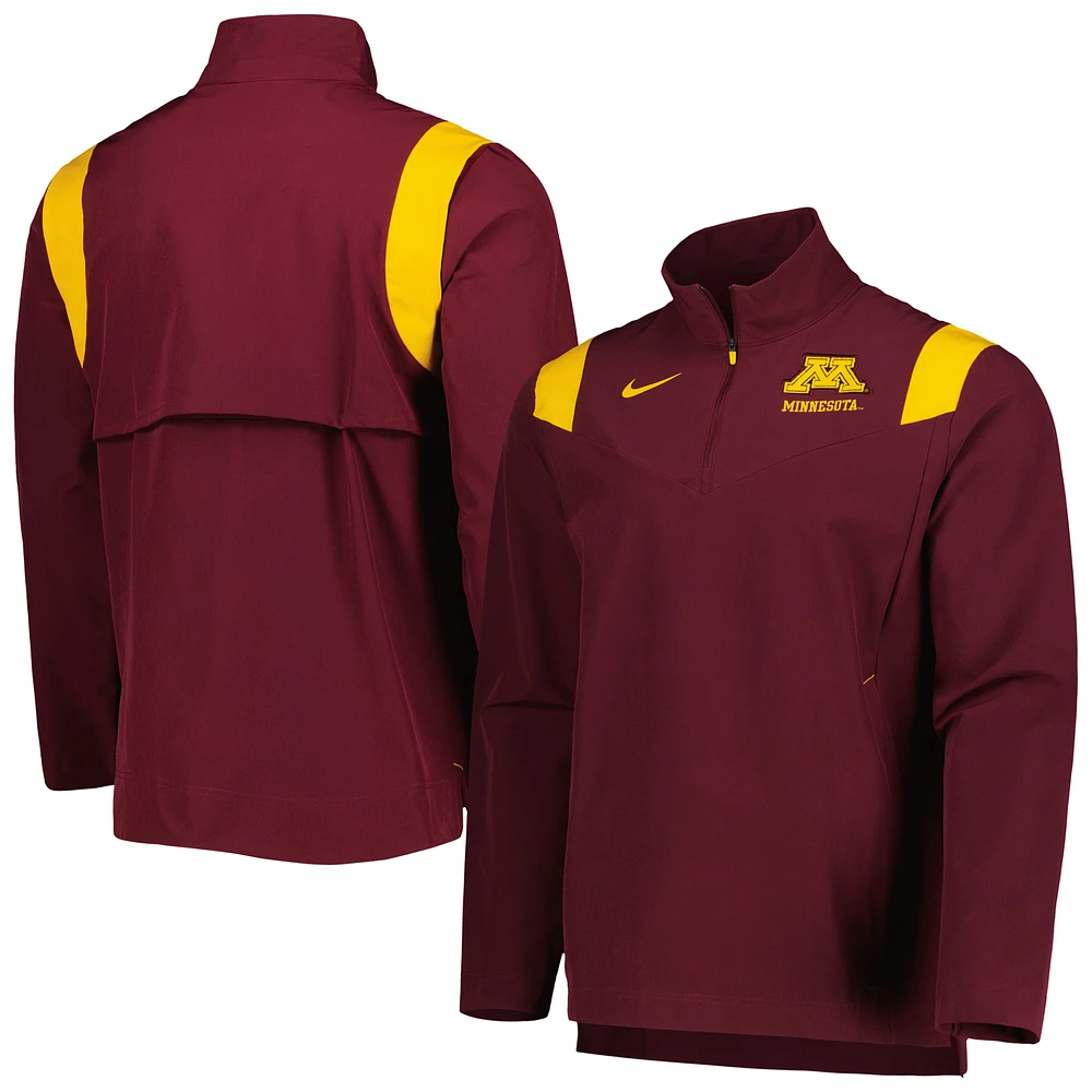 Men's Nike Maroon Minnesota Golden Gophers 2022 Coaches Sideline Quarter-Zip Top