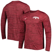 Men's Nike Crimson Washington State Cougars Velocity Sideline Performance Space-Dye Long Sleeve T-Shirt