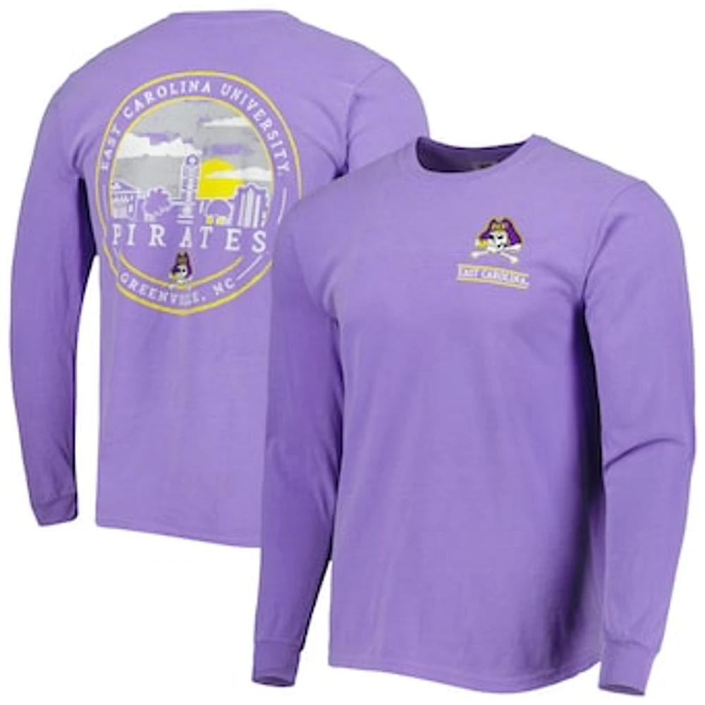 Men's Purple ECU Pirates Circle Campus Scene Long Sleeve T-Shirt