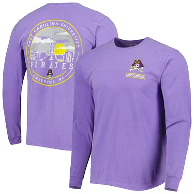 Men's Purple ECU Pirates Circle Campus Scene Long Sleeve T-Shirt