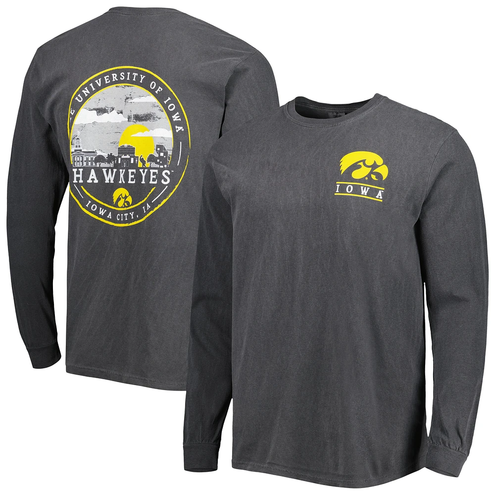 Men's Black Iowa Hawkeyes Circle Campus Scene Long Sleeve T-Shirt