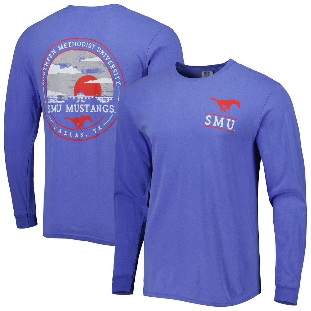 Men's Royal SMU Mustangs Circle Campus Scene Long Sleeve T-Shirt