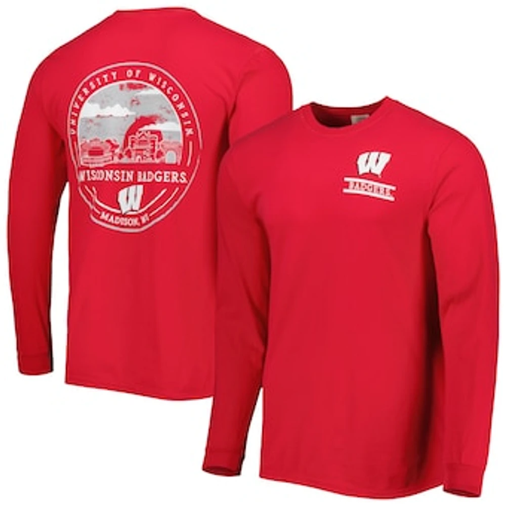 Men's Red Wisconsin Badgers Circle Campus Scene Long Sleeve T-Shirt