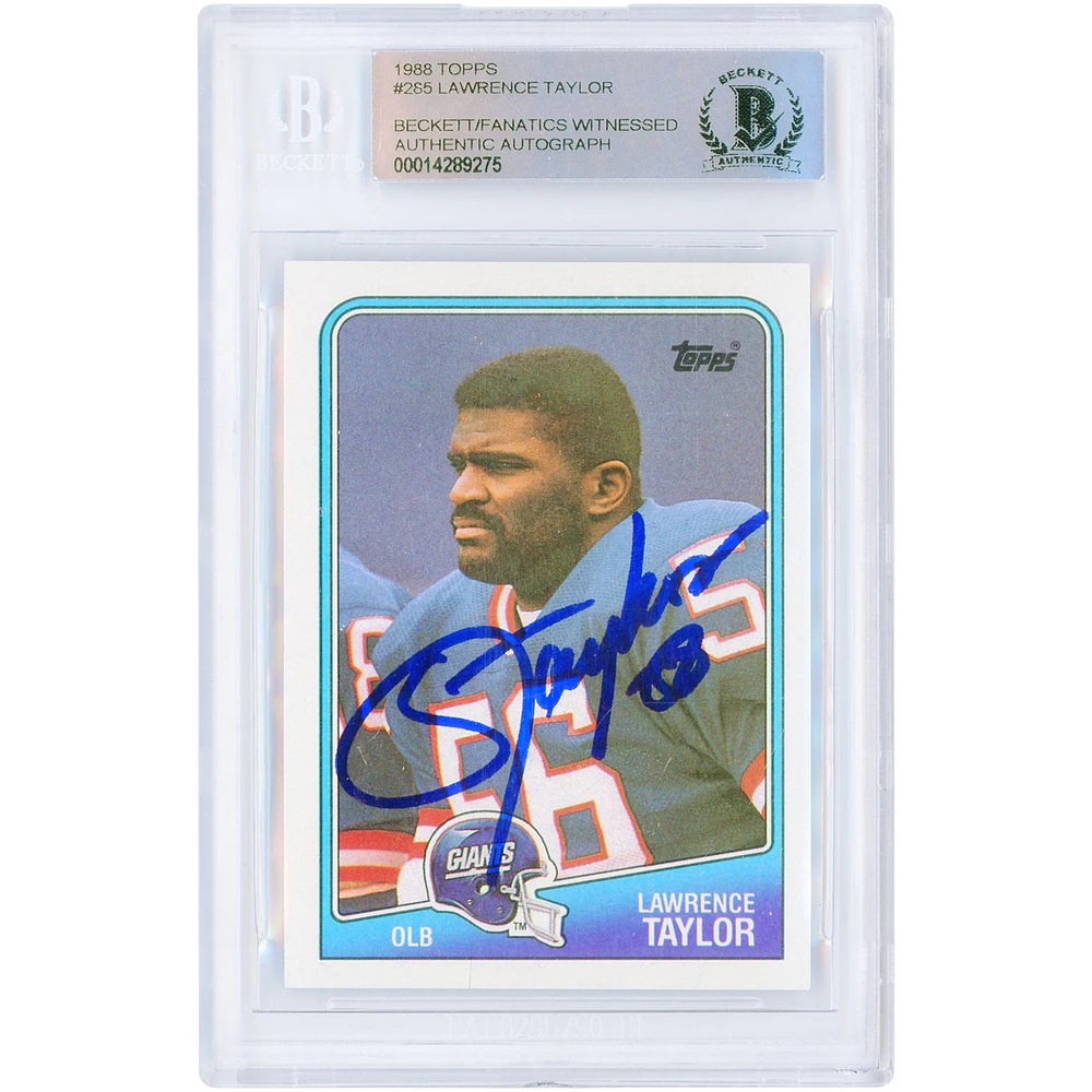 Lawrence Taylor New York Giants Autographed 1988 Topps #285 Beckett Fanatics Witnessed Authenticated Card