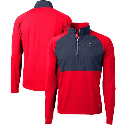 Men's Cutter & Buck Red Buffalo Bills Adapt Eco Knit Hybrid Recycled Quarter-Zip Pullover Top