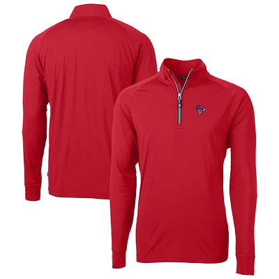 Men's Cutter & Buck Red Houston Texans Team Adapt Eco Knit Hybrid Recycled Quarter-Zip Pullover Top