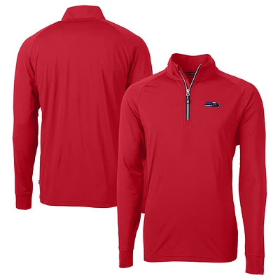 Men's Cutter & Buck Red Seattle Seahawks Big & Tall Adapt Eco Knit Stretch Recycled Quarter-Zip Pullover Top