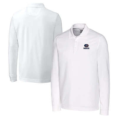 Men's Cutter & Buck White Green Bay Packers Big & Tall Advantage Tri-Blend Pique Long Sleeve Polo