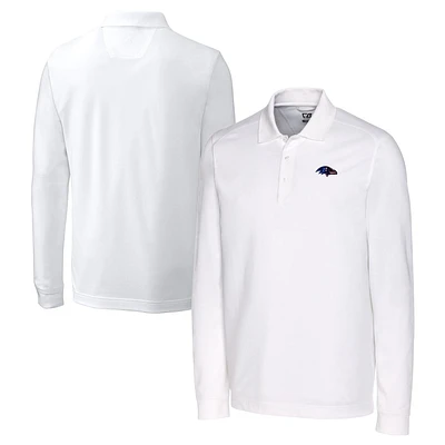 Men's Cutter & Buck White Baltimore Ravens Big & Tall Advantage Tri-Blend Pique Long Sleeve Polo