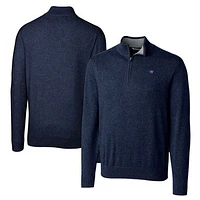 Men's Cutter & Buck Navy New England Patriots Big & Tall Lakemont Quarter-Zip Pullover Sweater