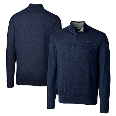 Men's Cutter & Buck Navy New England Patriots Big & Tall Lakemont Quarter-Zip Pullover Sweater