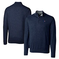 Men's Cutter & Buck Navy New England Patriots Big & Tall Lakemont Quarter-Zip Pullover Sweater